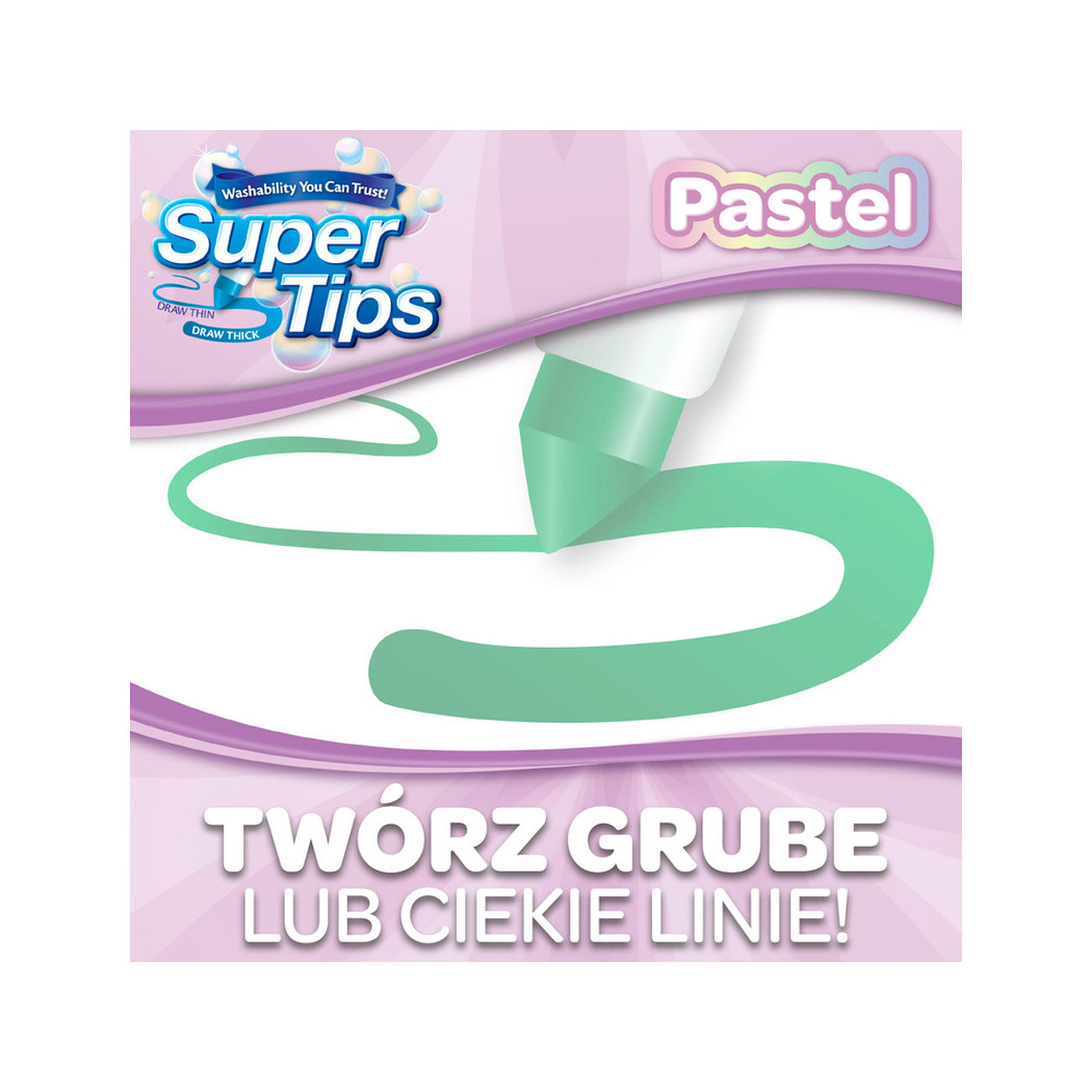20 Kolorów Pastelowych - Zmywalne Mazaki Pisaki Flamastry dla Dzieci - Super Tips Crayola