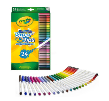 24 Kolory - Zmywalne Mazaki Pisaki Flamastry dla Dzieci - Super Tips Crayola