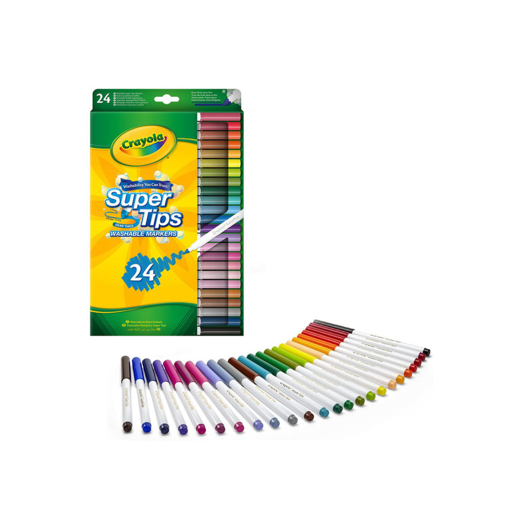 24 Kolory - Zmywalne Mazaki Pisaki Flamastry dla Dzieci - Super Tips Crayola