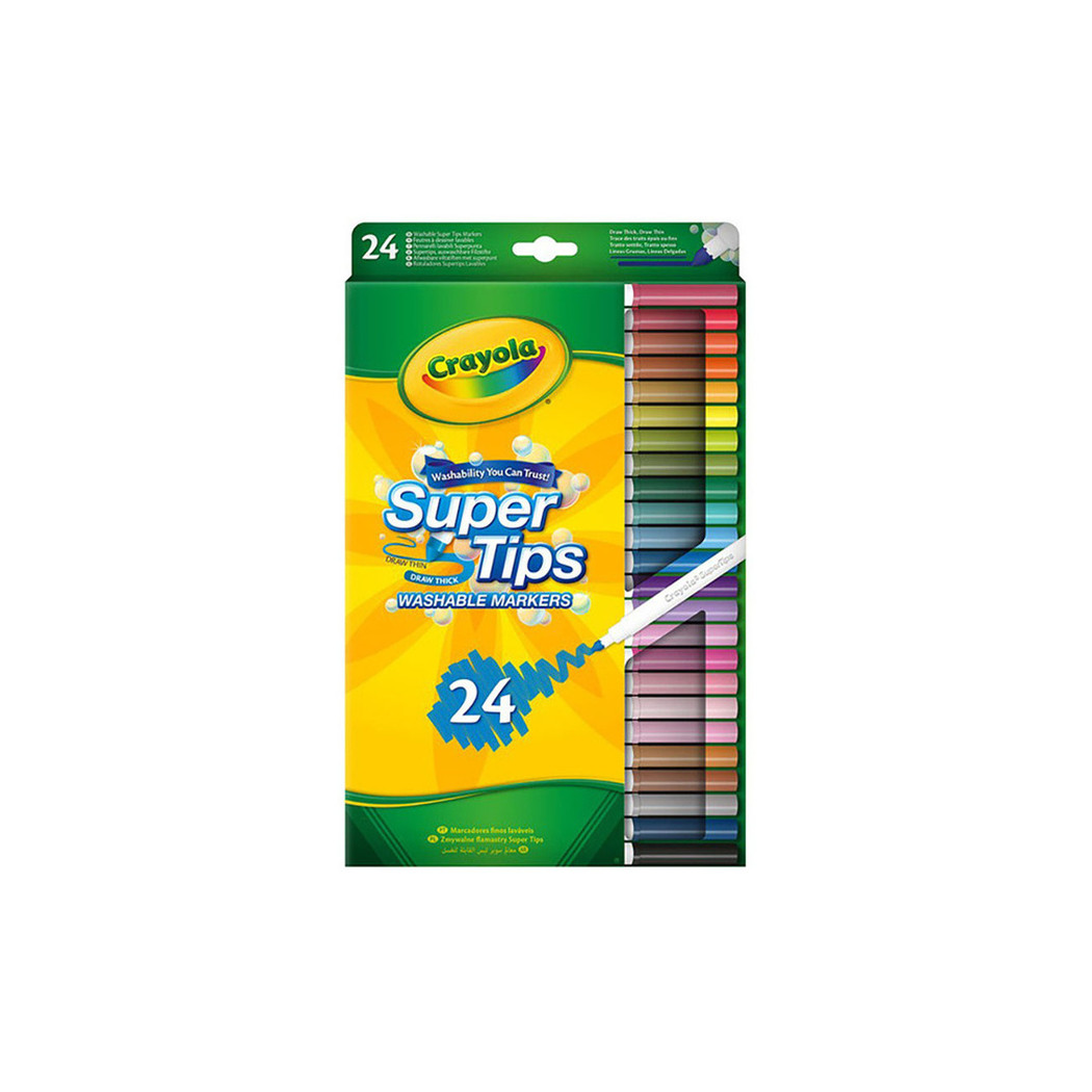 24 Kolory - Zmywalne Mazaki Pisaki Flamastry dla Dzieci - Super Tips Crayola