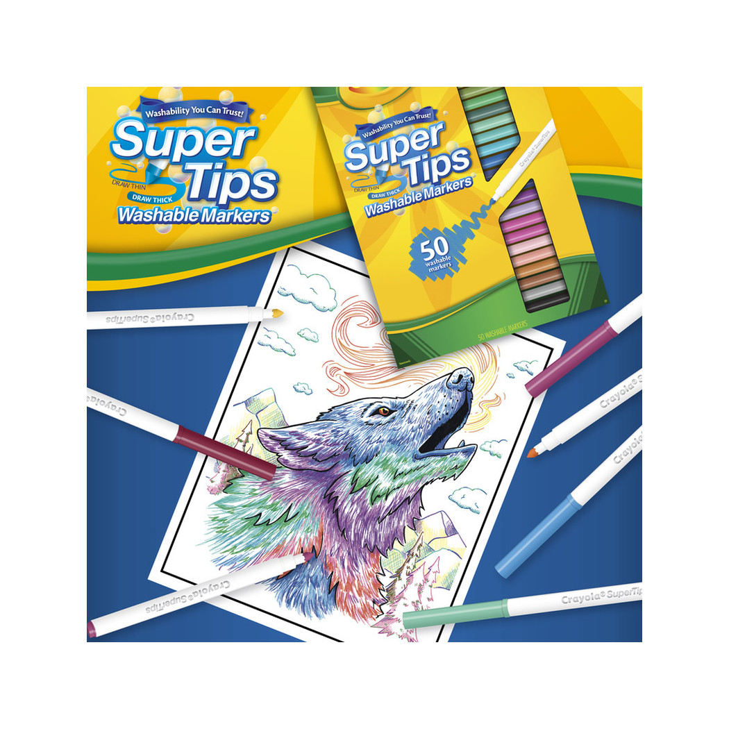 50 Kolorów - Zmywalne Mazaki Pisaki Flamastry dla Dzieci - Super Tips Crayola