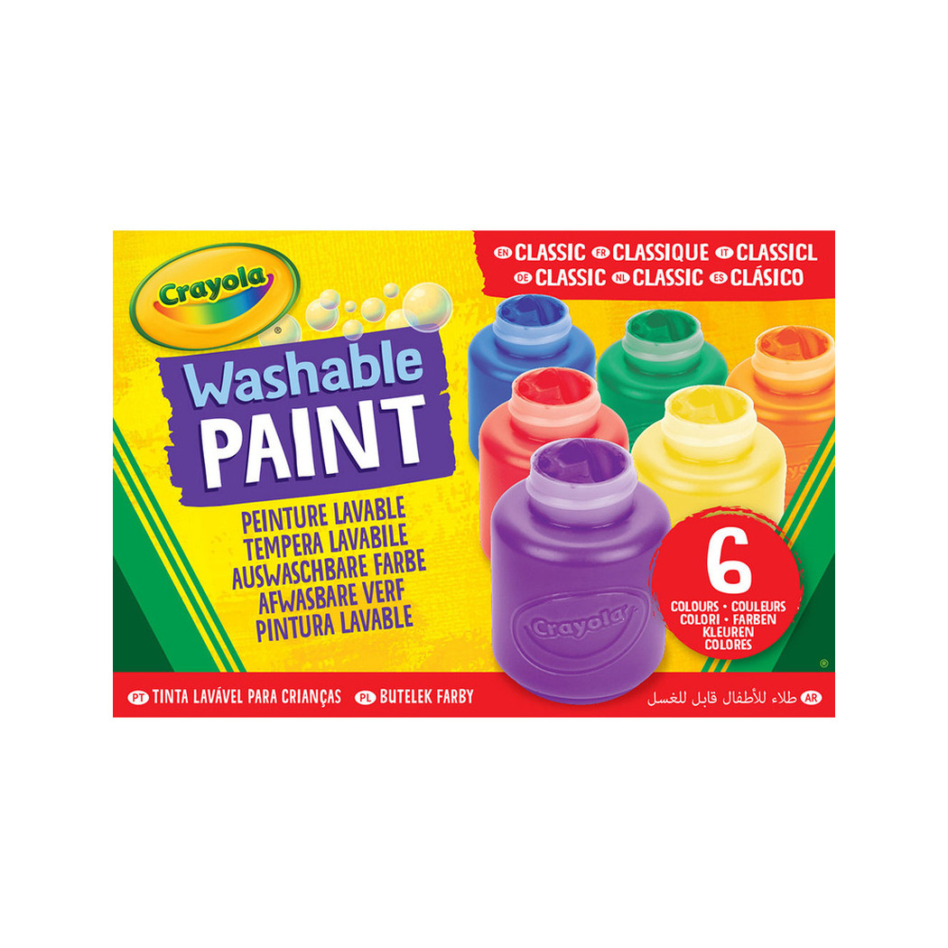 6 Kolorów - Zmywalne Farby dla Dzieci - Farbki Plakatowe w Butelkach 59ml - Crayola