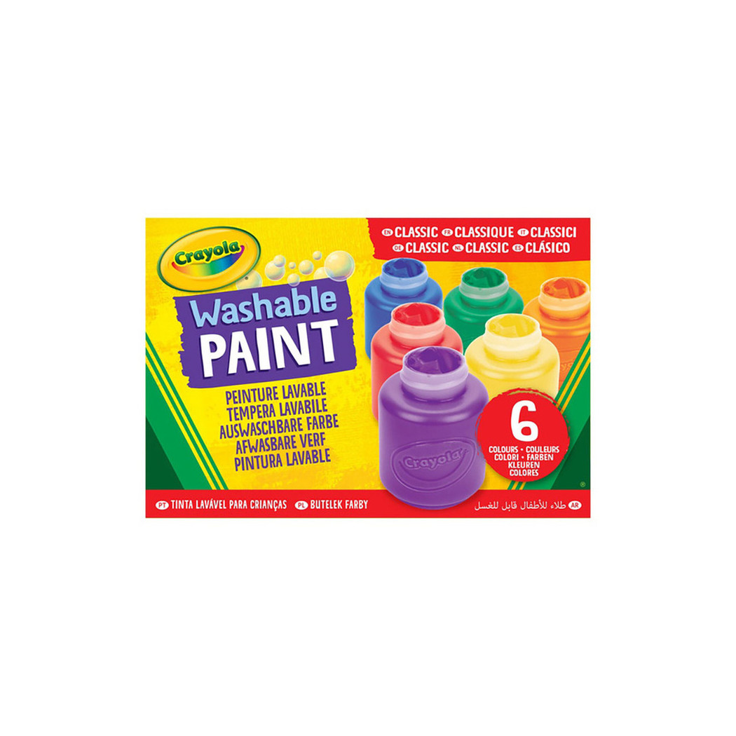 6 Kolorów - Zmywalne Farby dla Dzieci - Farbki Plakatowe w Butelkach 59ml - Crayola