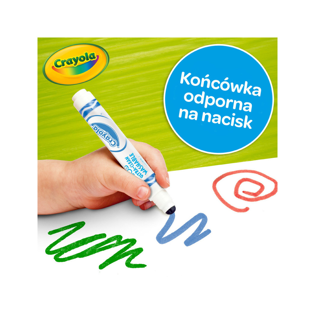 8 Kolorów - Flamastry z Płaską Końcówką Odporną na Nacisk - Zmywalne Mazaki Pisaki dla Dzieci - Mini Kids Crayola