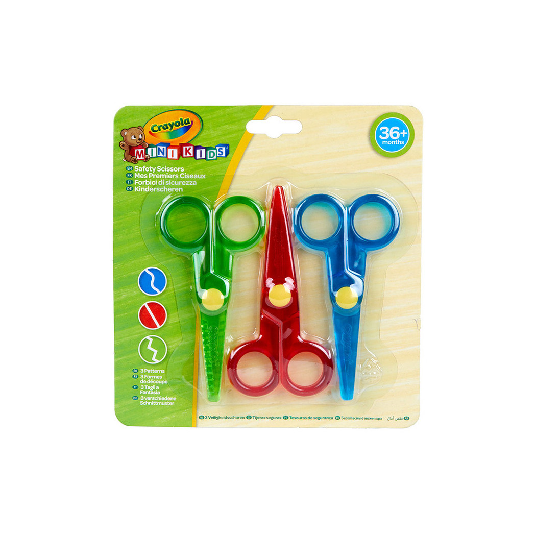3 Pary - Bezpieczne Nożyczki Dekoracyjne - 3 Wzory Cięcia - Mini Kids Crayola