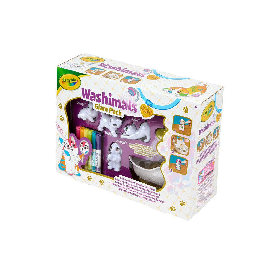 Kotki do Malowania i Mycia z Wanną - 4 Koty 6 Flamastrów - Figurki Washimals Crayola