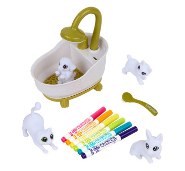 Kotki do Malowania i Mycia z Wanną - 4 Koty 6 Flamastrów - Figurki Washimals Crayola
