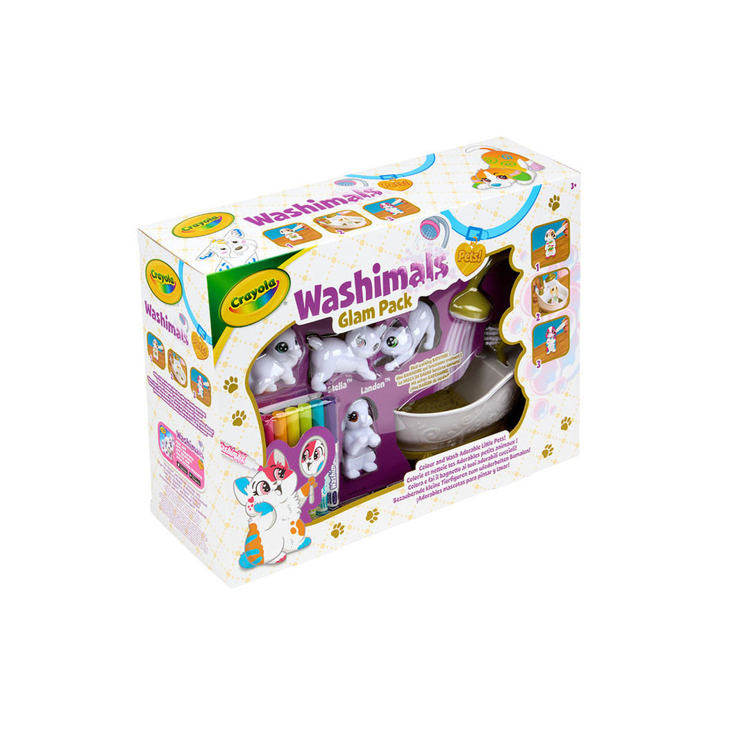 Kotki do Malowania i Mycia z Wanną - 4 Koty 6 Flamastrów - Figurki Washimals Crayola