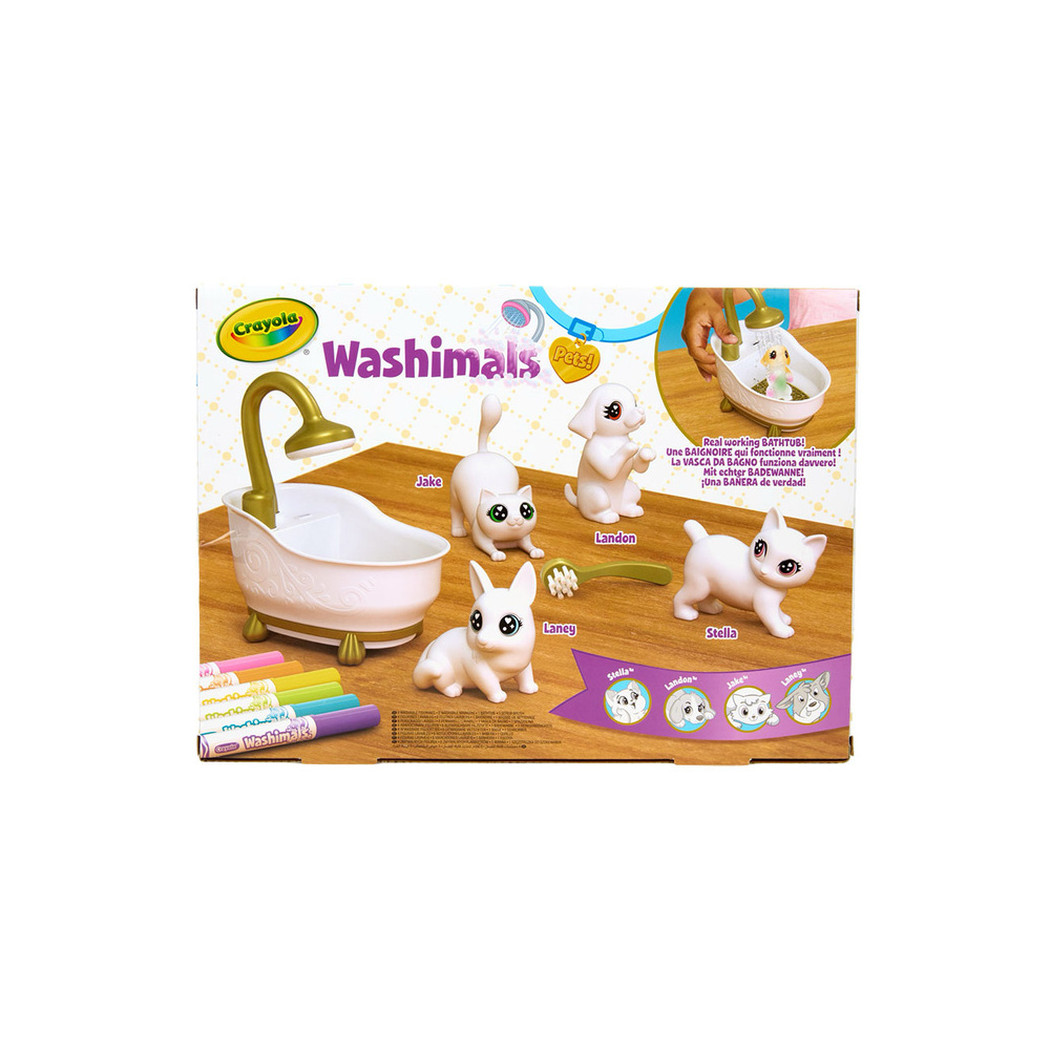Kotki do Malowania i Mycia z Wanną - 4 Koty 6 Flamastrów - Figurki Washimals Crayola