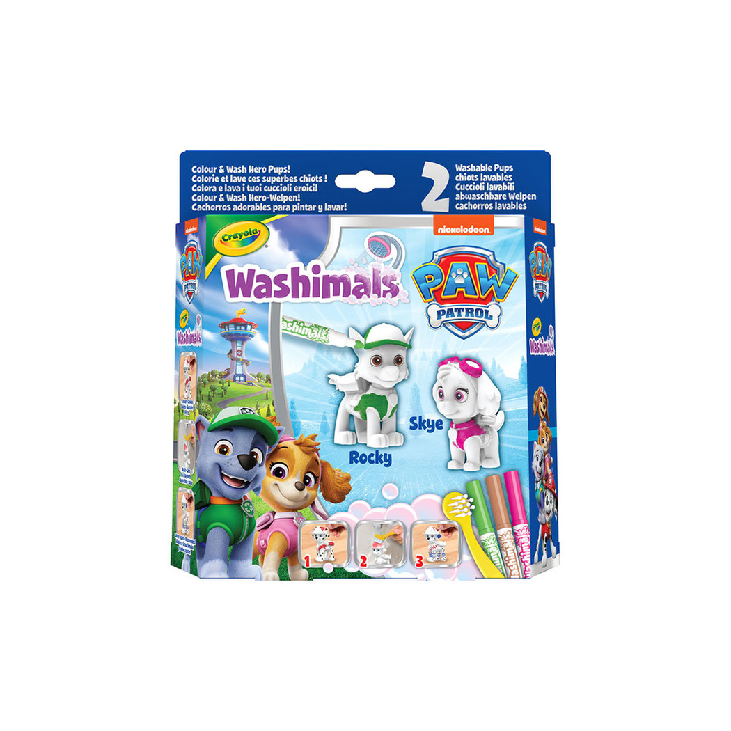 Psi Patrol - Pieski do Malowania i Mycia - 2 Figurki 3 Flamastry - Washimals Crayola