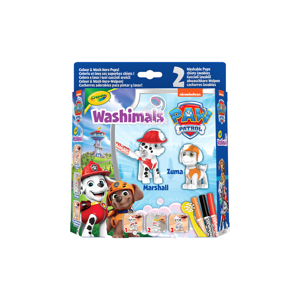 Psi Patrol - Pieski do Malowania i Mycia - 2 Figurki 3 Flamastry - Washimals Crayola