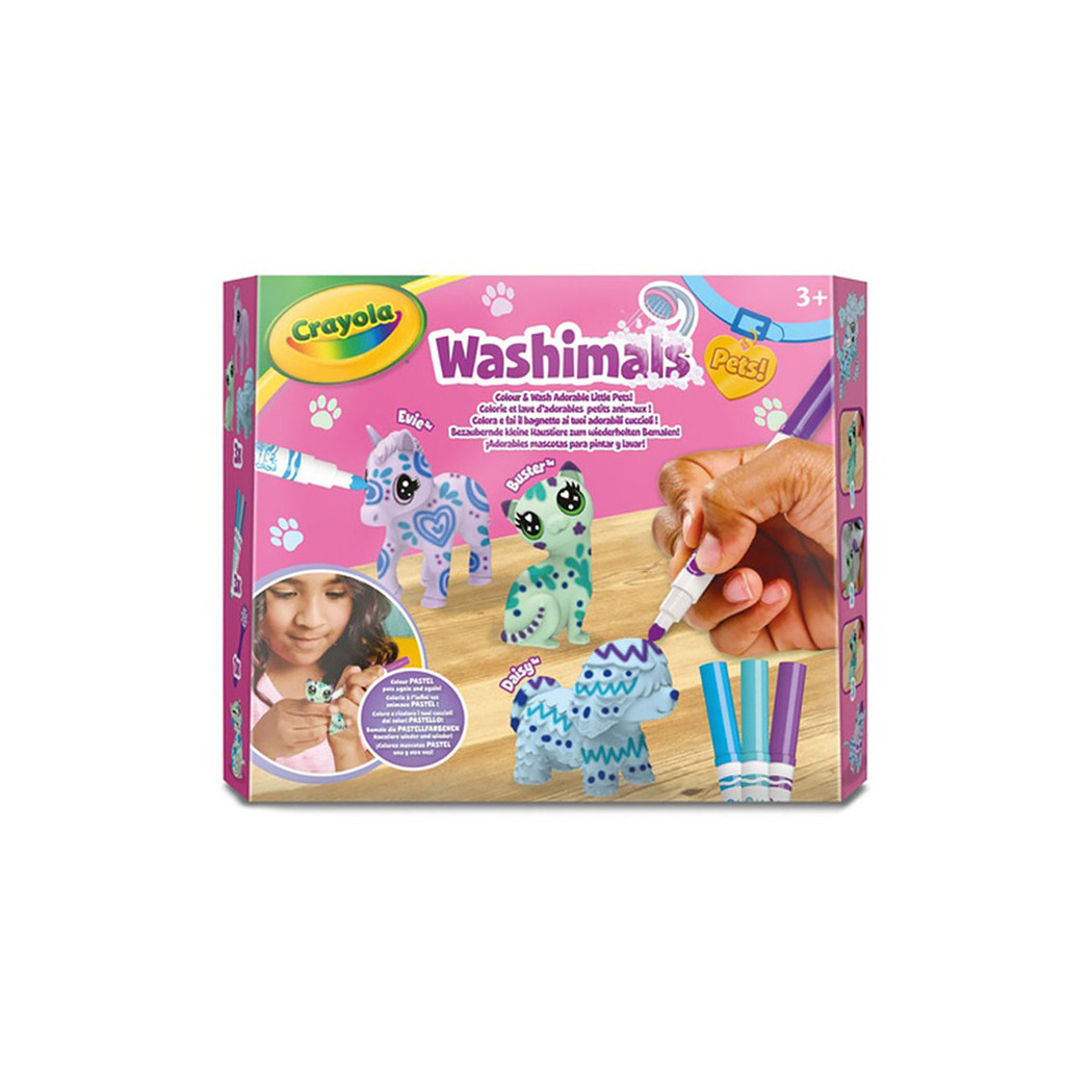 Zwierzątka do Malowania i Mycia - Kotek Piesek Konik - 3 Figurki 3 Flamastry - Washimals Crayola