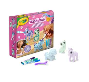 Zwierzątka do Malowania i Mycia - Kotek Piesek Konik - 3 Figurki 3 Flamastry - Washimals Crayola