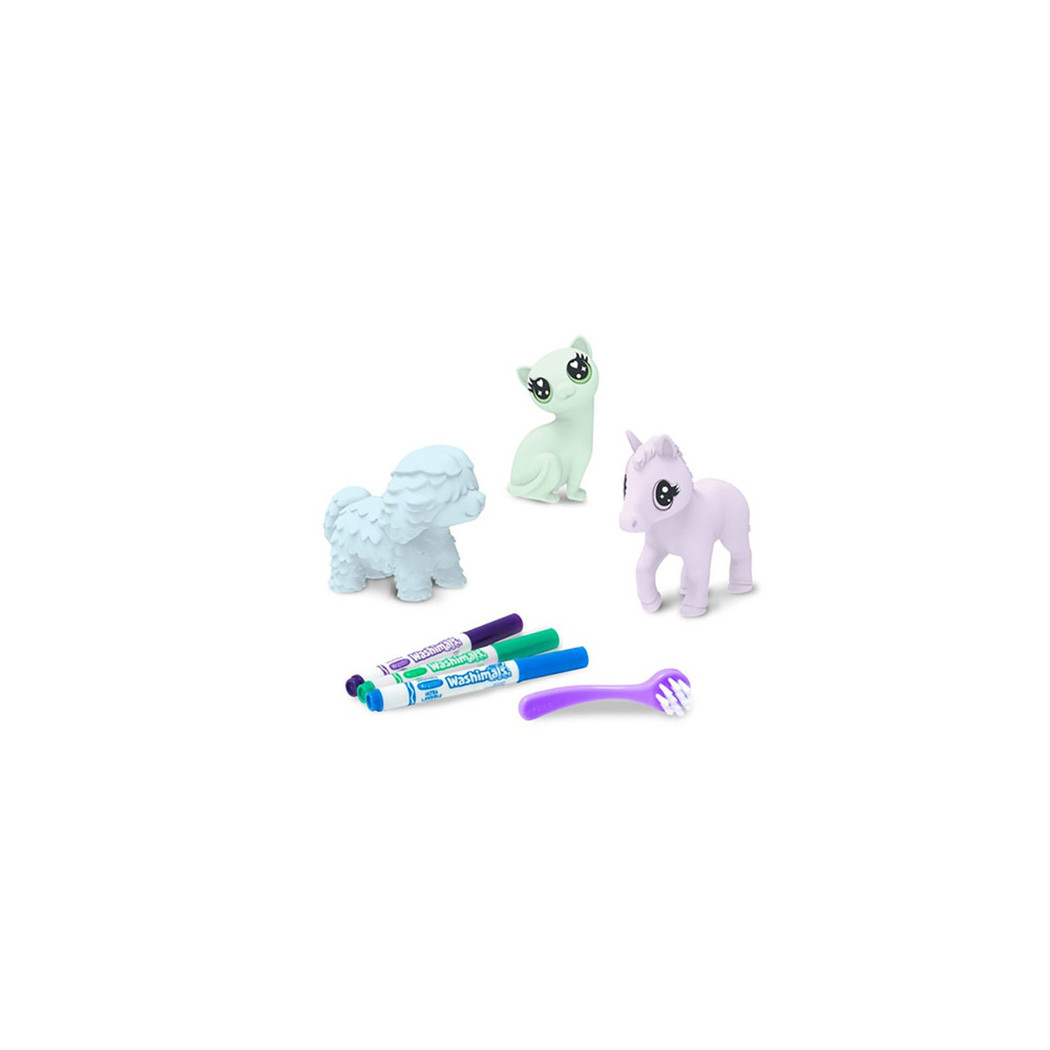 Zwierzątka do Malowania i Mycia - Kotek Piesek Konik - 3 Figurki 3 Flamastry - Washimals Crayola