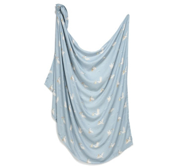 Bambusowo-Muślinowy Otulacz - Bebe Mignon Blue - 115x140 cm - Antybakteryjna Apretura - La Millou