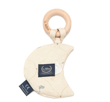 Gryzak Fat Moon z Drewna Klonowego - Bebe Mignon Vanilla - Bawełniany Półksiężyc - La Millou