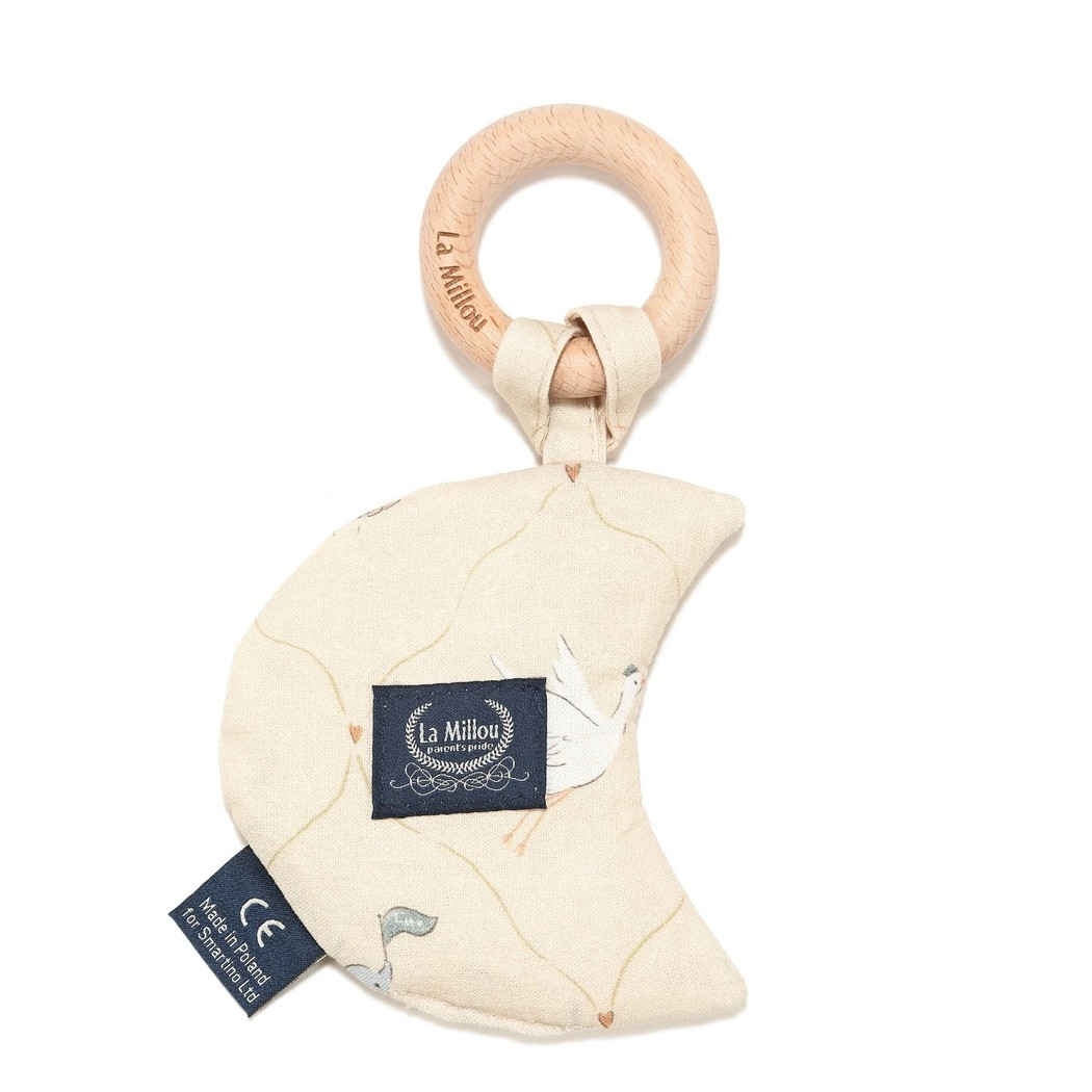 Gryzak Fat Moon z Drewna Klonowego - Bebe Mignon Vanilla - Bawełniany Półksiężyc - La Millou