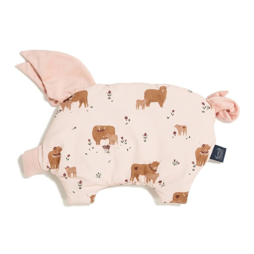 Podusia Sleepy Pig - Moo Meadow - Powder Pink - Pierwsza Poduszka - La Millou