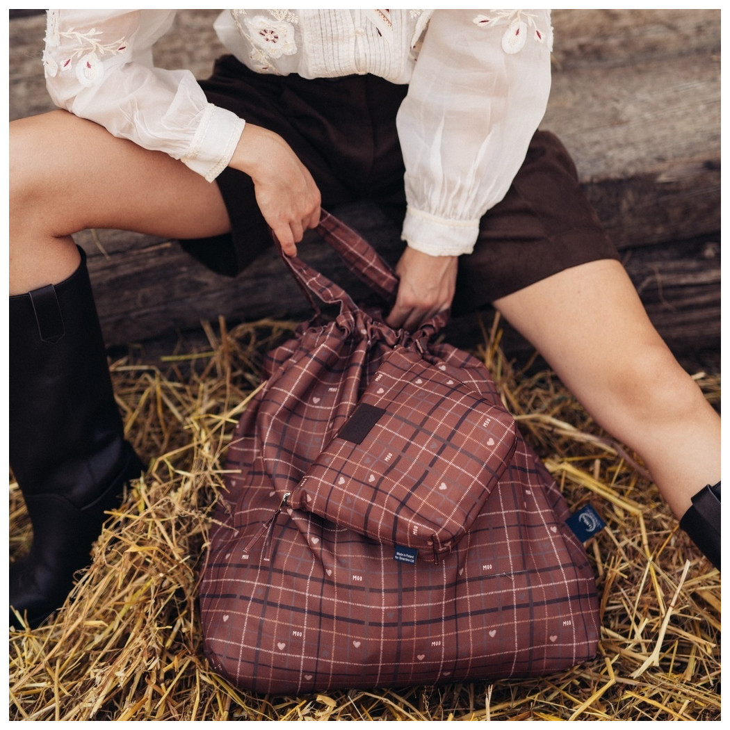 Moo Meadow Plaid - Torba Shopper Bag z Kieszonką - Tote Bag - La Millou