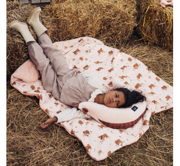 Ciepły Koc Velvet roz. M - Moo Meadow Powder Pink - 80x100 cm - La Millou