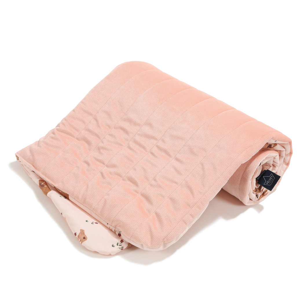 Ciepły Koc Velvet roz. M - Moo Meadow Powder Pink - 80x100 cm - La Millou