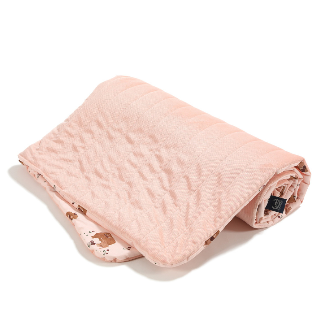 Ciepły Koc Velvet roz. L - Moo Meadow Powder Pink - 110x140 cm - La Millou