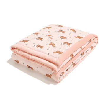 Ciepły Koc Velvet roz. XL - Moo Meadow Powder Pink - 140x200 cm - La Millou
