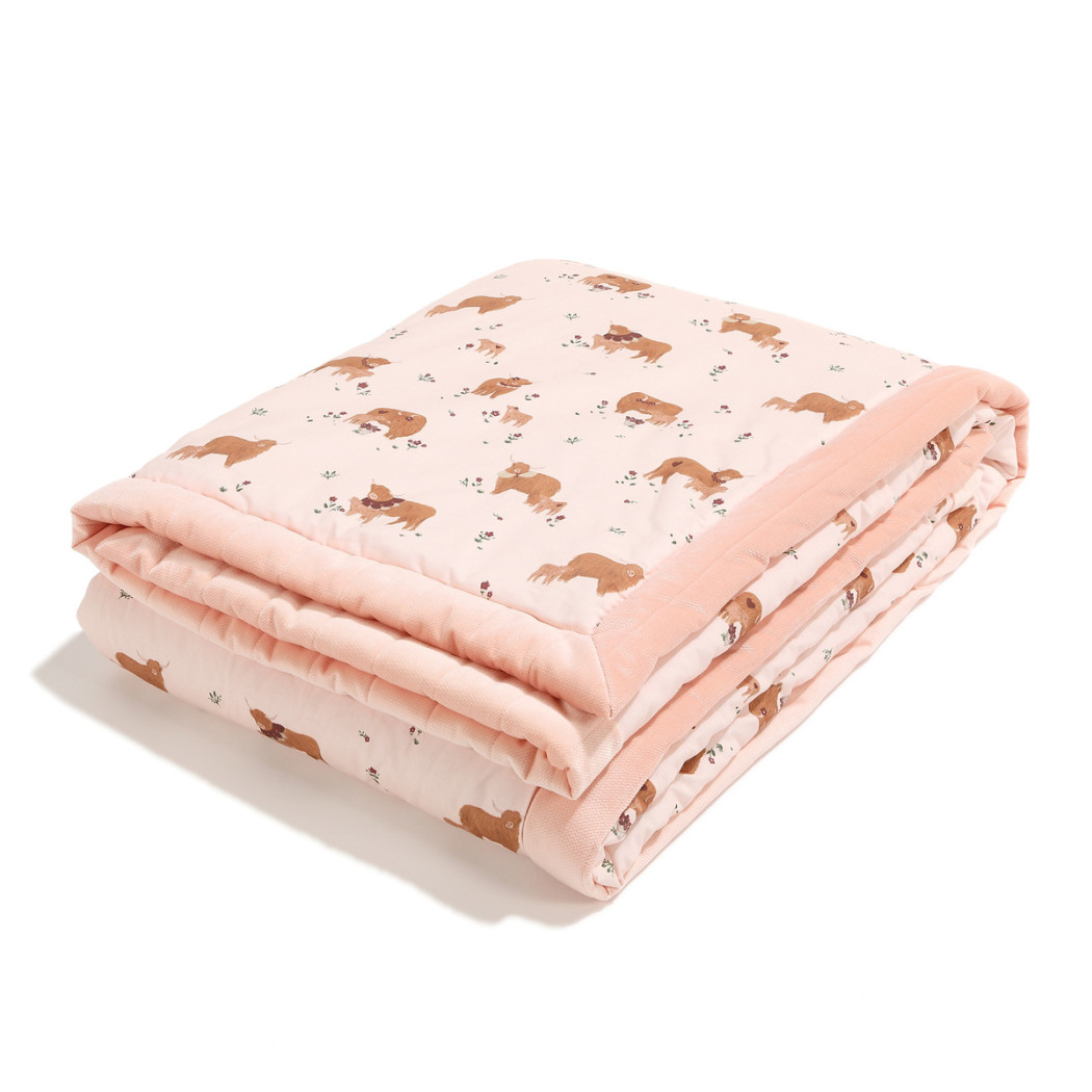 Ciepły Koc Velvet roz. XL - Moo Meadow Powder Pink - 140x200 cm - La Millou