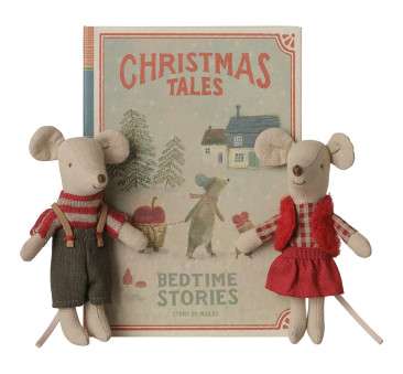 PROMOCJA Świąteczne Myszki Bliźnięta w Książeczce z Posłaniem - Młodszy Brat i Młodsza Siostra - Christmas Twin Mice - Maileg