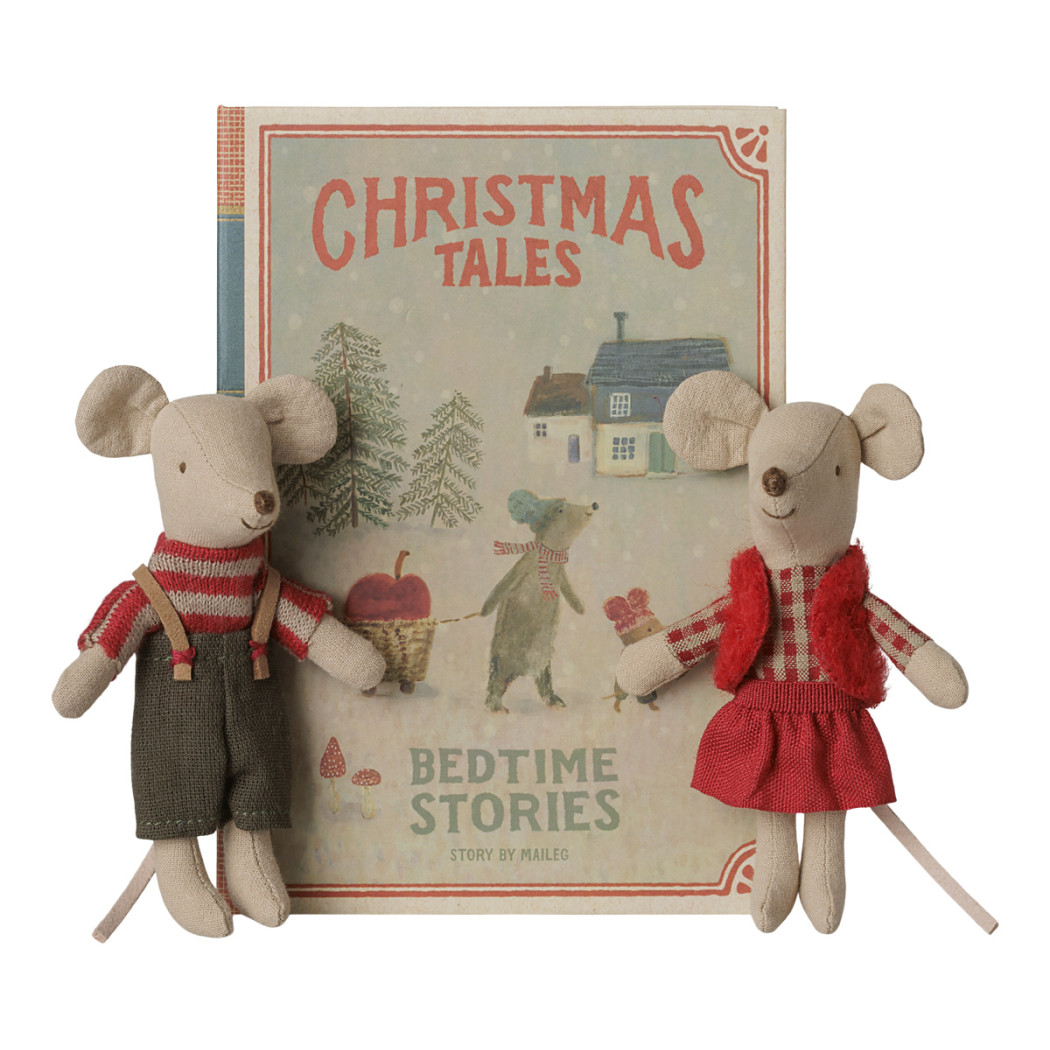 PROMOCJA Świąteczne Myszki Bliźnięta w Książeczce z Posłaniem - Młodszy Brat i Młodsza Siostra - Christmas Twin Mice - Maileg