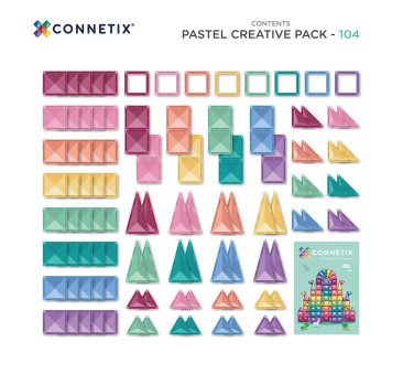 Pastelowy Zestaw Kreatywny 104 Elementy - Klocki Magnetyczne - Pastel Creative Pack - Connetix