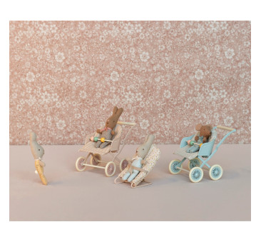Niebieski Wózek Spacerówka - Stroller Baby - dla Myszek i Króliczków - Maileg
