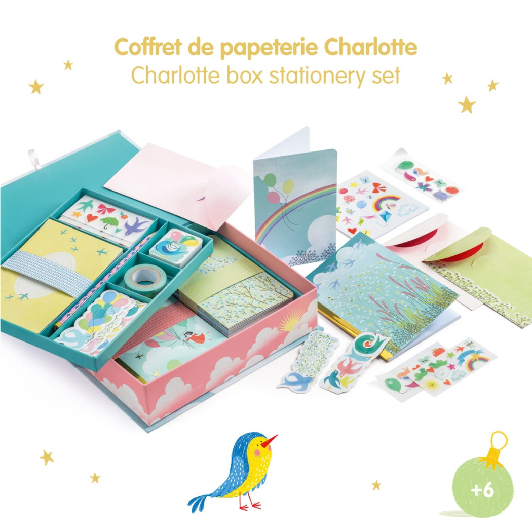 Kuferek Charlotte z Zestawem Papeterii - Artykuły Papiernicze do Zabawy Kreatywnej - Zrób to Sam DIY - Djeco