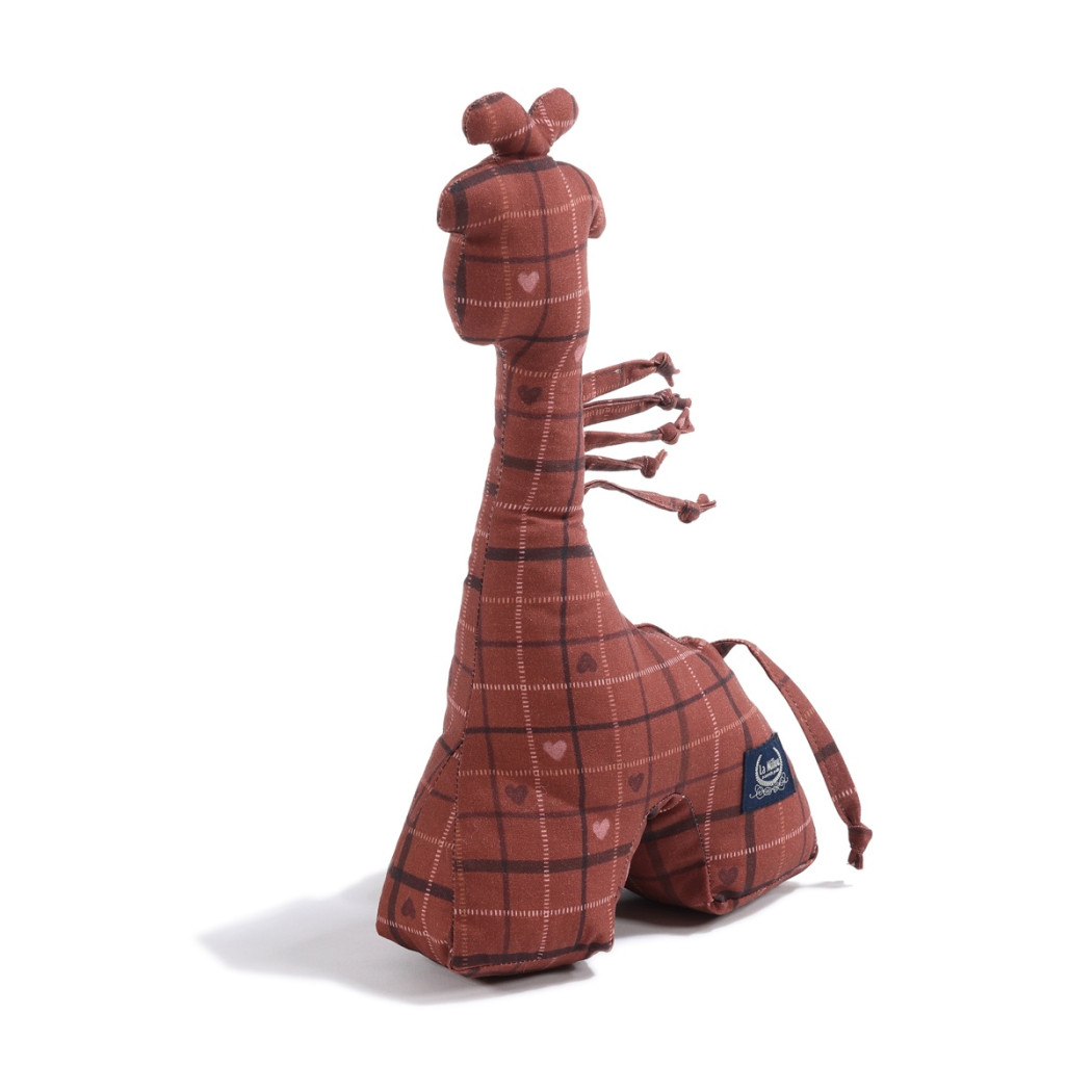 Bawełniana Grzechotka Żyrafka - Moo Meadow Plaid - Sensoryczna Ciumkadełko - La Millou