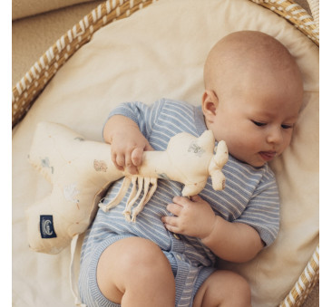 Bawełniana Grzechotka Żyrafka - Bebe Mignon Vanilla - Sensoryczna Ciumkadełko - La Millou