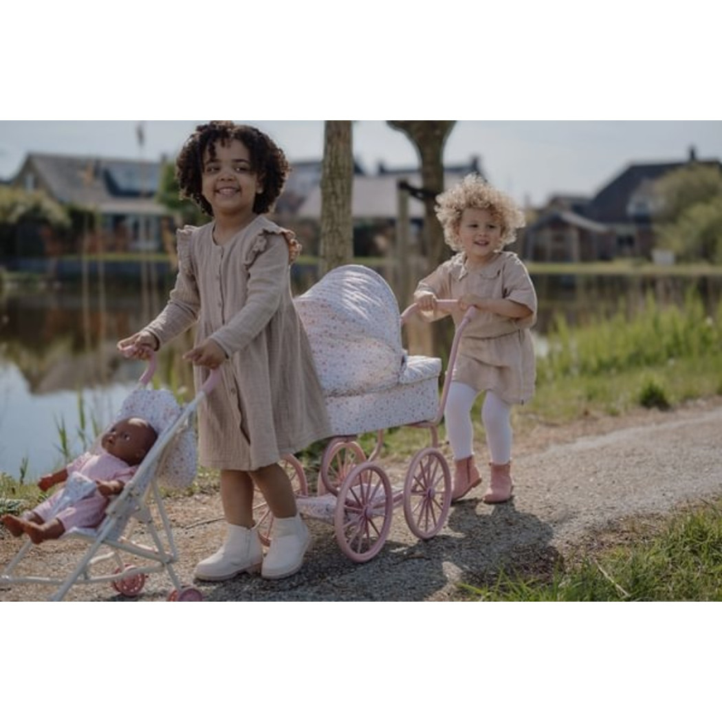 Głęboki Wózek dla Lalek - Gondola Retro Duże Koła - Little Dutch