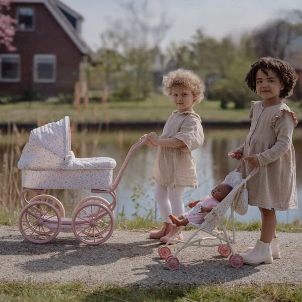 Głęboki Wózek dla Lalek - Gondola Retro Duże Koła - Little Dutch