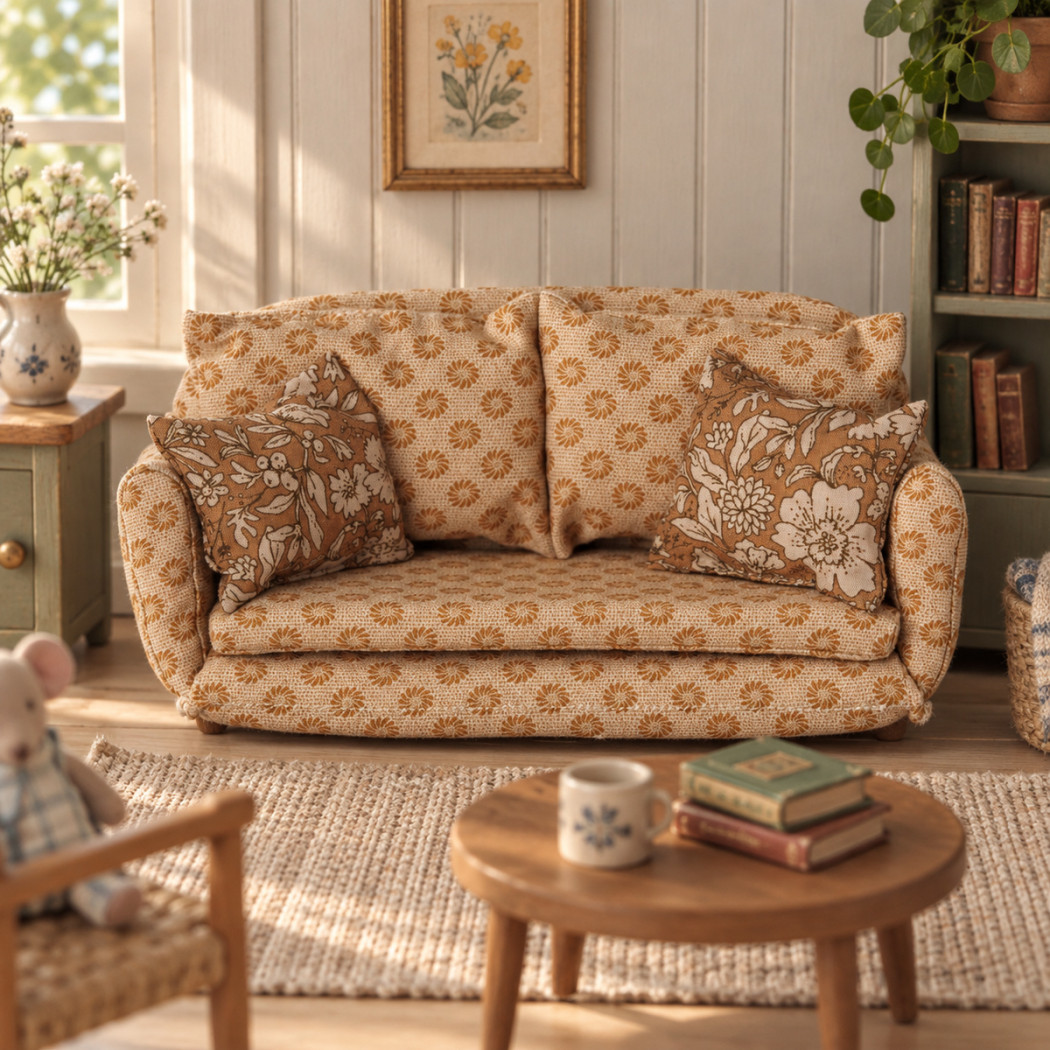Ocher - Rozkładana Kanapa dla Myszek - Sofa Bed - Wyposażenie Domku - Maileg