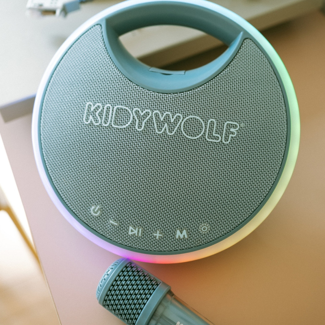 Niebieski Przenośny Głośnik Karaoke z Dwoma Mikrofonami - KIDYWOLF