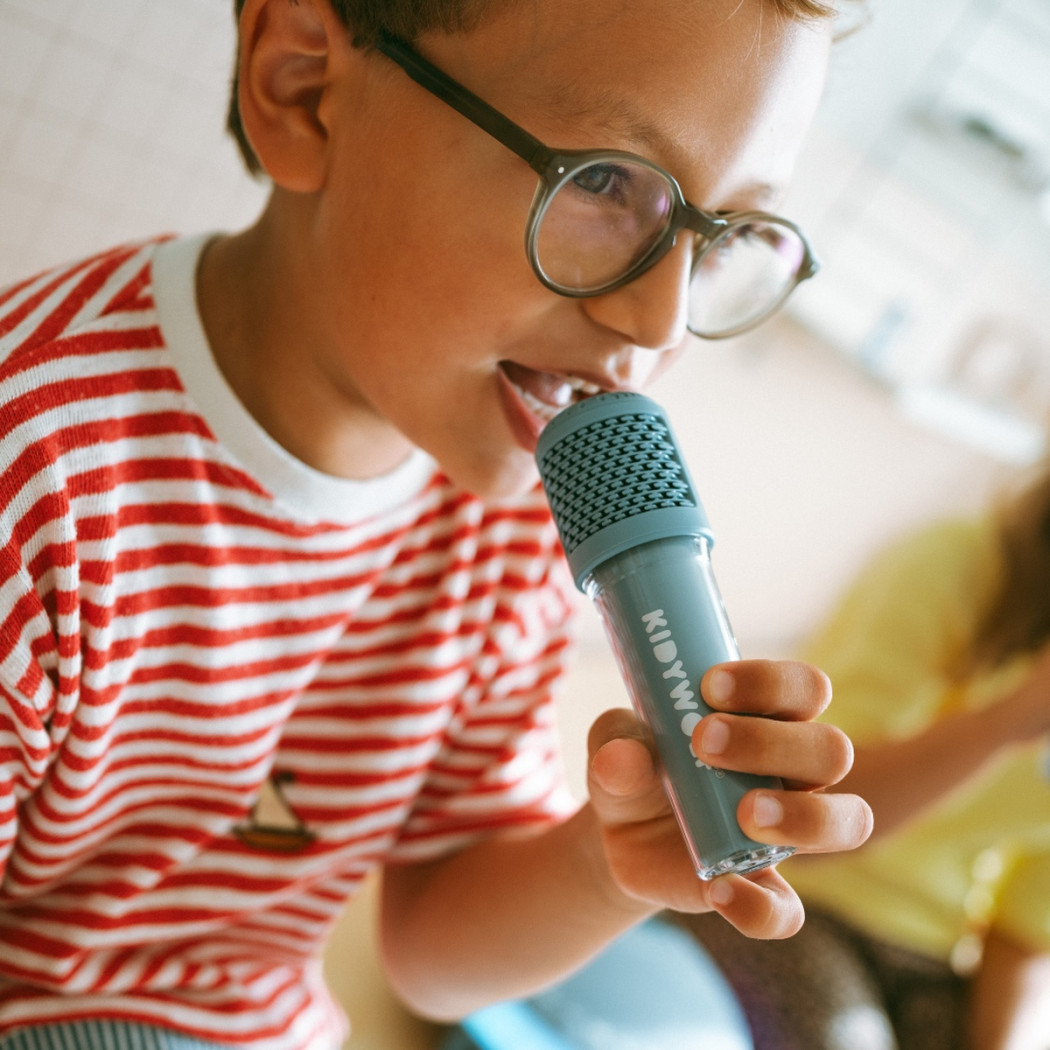 Niebieski Przenośny Głośnik Karaoke z Dwoma Mikrofonami - KIDYWOLF