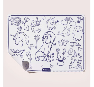 Kid Sketch Magic Forest - Silikonowa Mata do Kolorowania i Pisania - 6 Zmywalnych Markerów - Kidinex