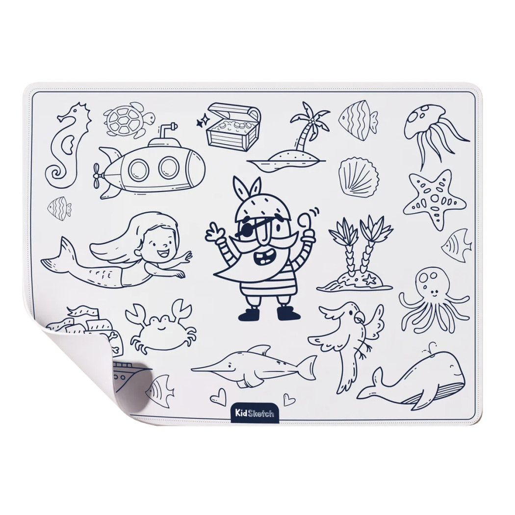 Kid Sketch Under Sea - Silikonowa Mata do Kolorowania i Pisania - 6 Zmywalnych Markerów - Kidinex