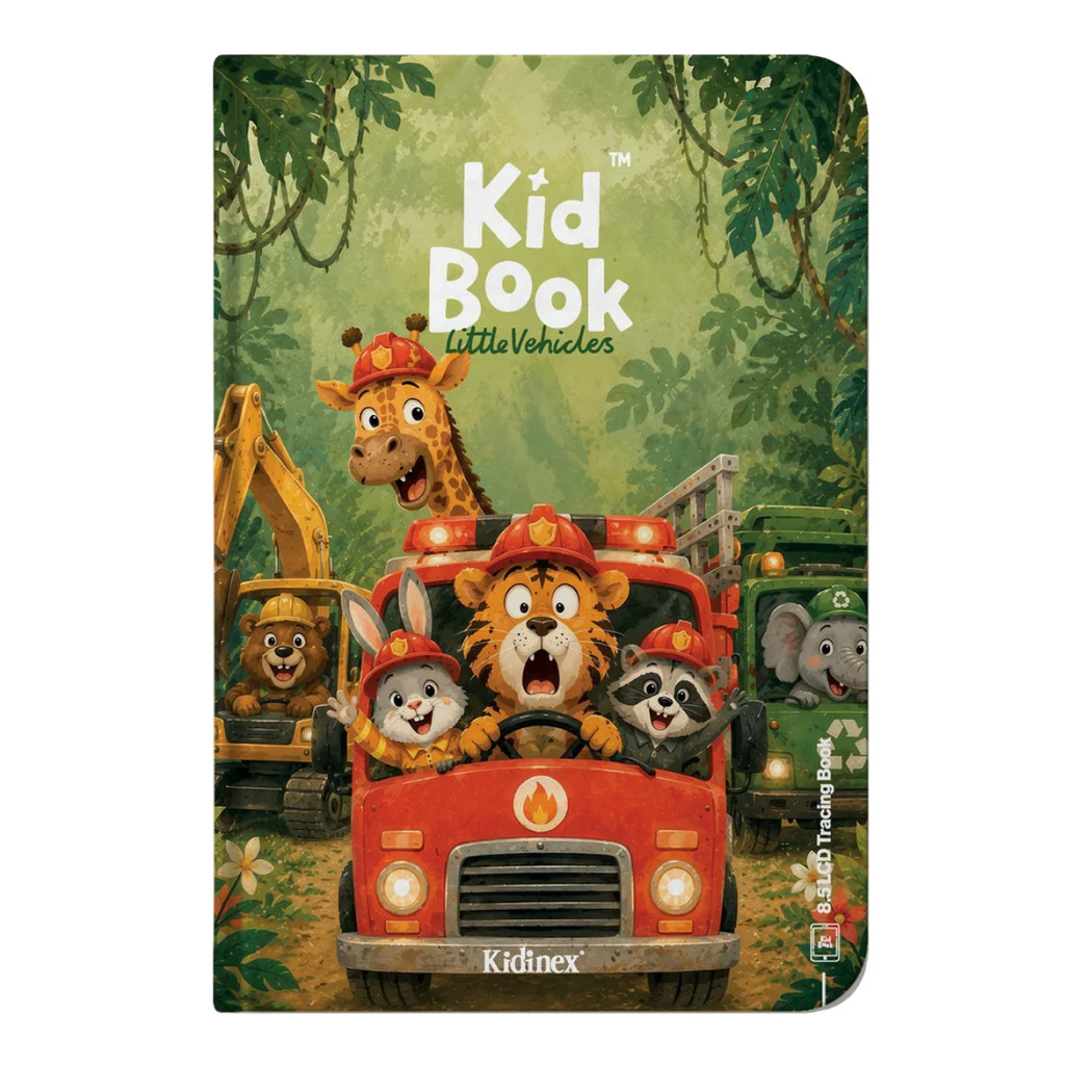 Little Vehicles KidBook - Tablet Graficzny z Kartami Pracy do Nauki Rysowania dla Dzieci - Kidinex