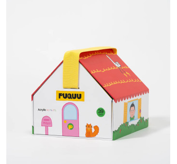 Markery Akrylowe - 39 Kolorów - Pudełko Domek z Szufladkami - z Pędzelkową Końcówką - PUQUU