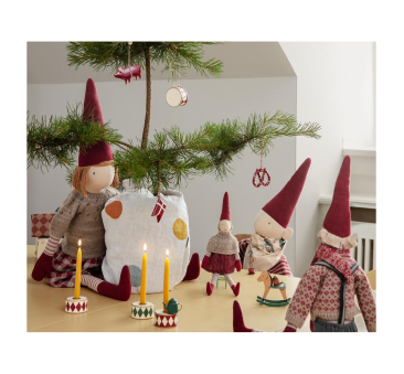 Czerwony Świecznik Bębenek - Dekoracja Bożonarodzeniowa - Metalowa Ozdoba - Maileg
