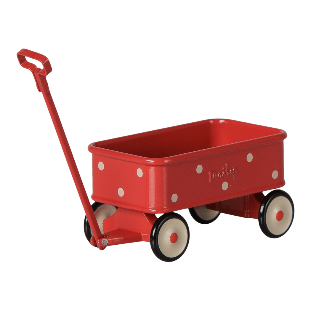 Czerwony Wózek Wagonik z Rączką - Akcesoria dla Myszek - Wagon - Maileg