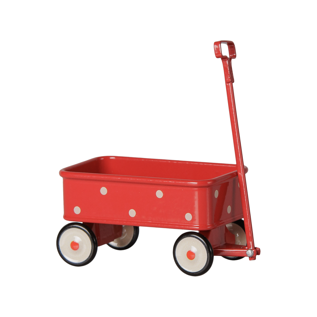 Czerwony Wózek Wagonik z Rączką - Akcesoria dla Myszek - Wagon - Maileg