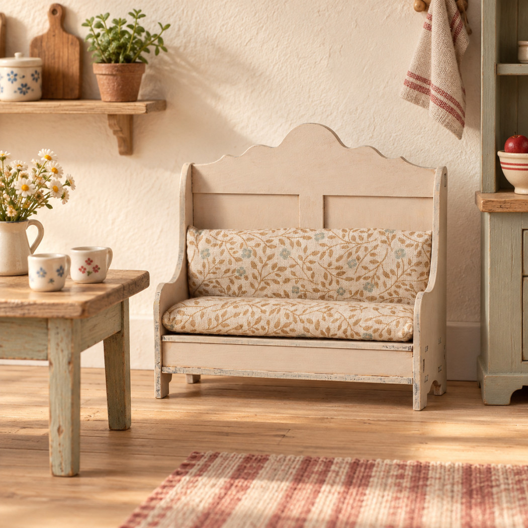 Piaskowa Ławka Kuchenna do Domku dla Myszek - Kitchen Bench - Maileg