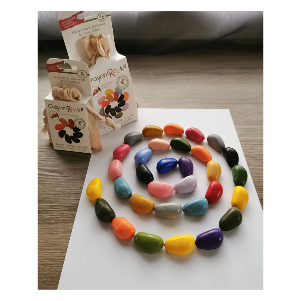 Crayon Rocks 8B - kredki stożkowe kamyki - 8 sztuk w bawełnianym woreczku