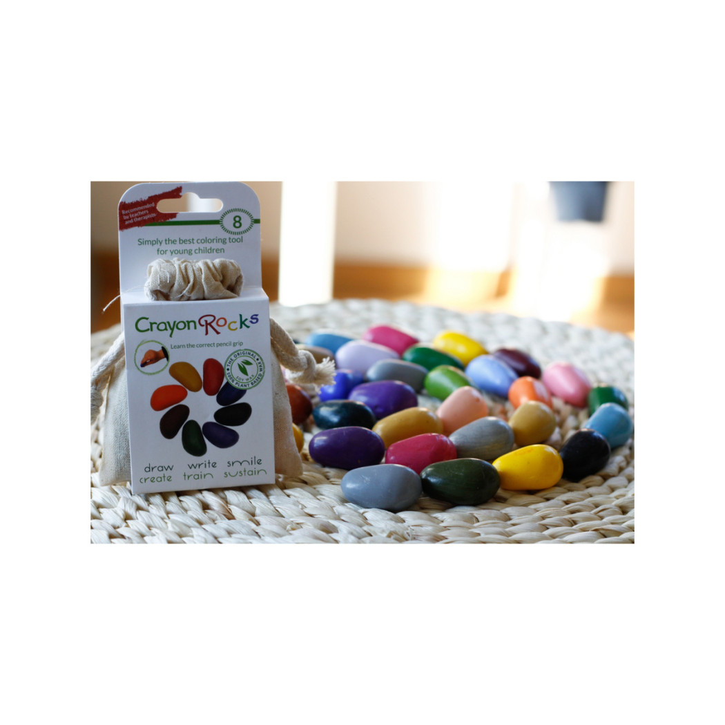Crayon Rocks 8B - kredki stożkowe kamyki - 8 sztuk w bawełnianym woreczku